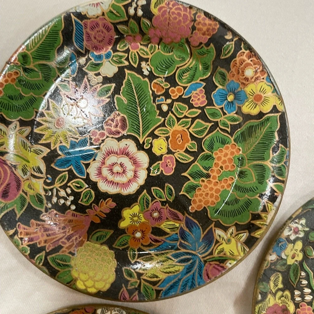 Japanese floral inspired coasters (5) vintage great condition - Picture 3 of 8